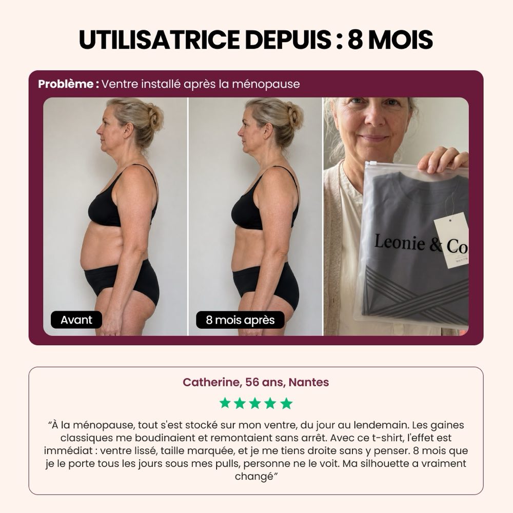 Avis de Catherine, 56 ans, Nantes, après huit mois avec le T-shirt sculptant 3D