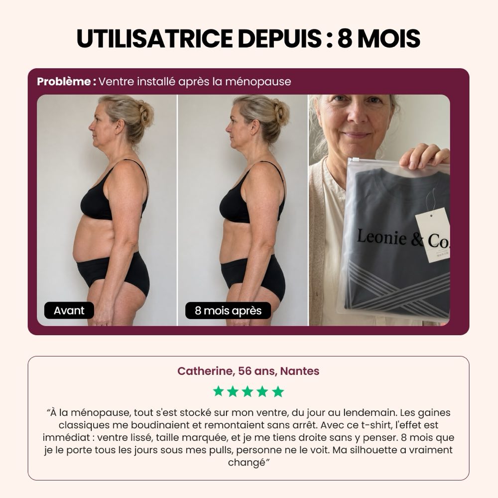 Avis de Catherine, 56 ans, Nantes, après huit mois avec le T-shirt sculptant 3D