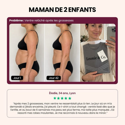 Avis d'Élodie, 34 ans, Lyon, maman de deux enfants, sur le T-shirt sculptant 3D