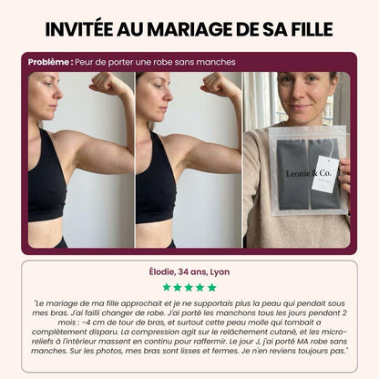 Avis d'Élodie, 34 ans, Lyon, sur les manchons sculptants 3D portés avant le mariage de sa fille