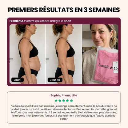 Avis de Sophie, 41 ans, Lille, sur ses premières semaines avec le T-shirt sculptant 3D