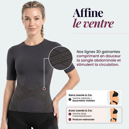 __SWATCH__Gris Foncé T-shirt sculptant 3D Leonie & Co en gris foncé